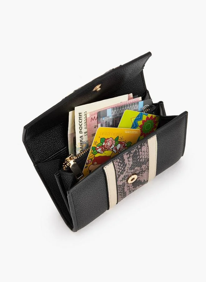 سيليست Textured Wallet With Snap Button Closure